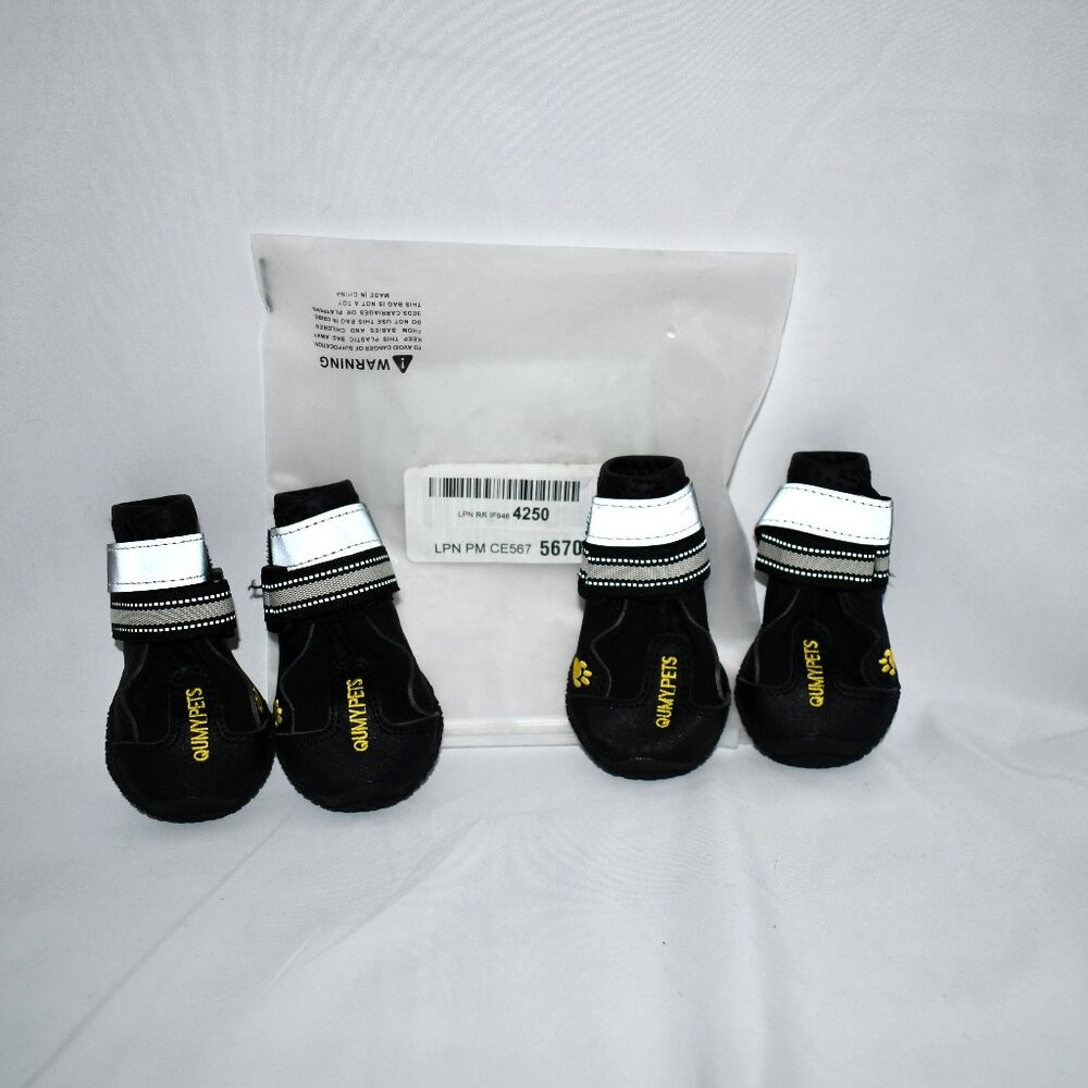 QUMY Dog Shoes for Medium Large Breed in Black Size 1 NEW